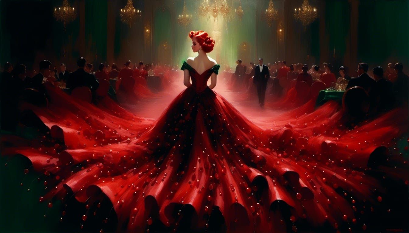 1940s Noir Femme Fatale Portrait with Red Hair