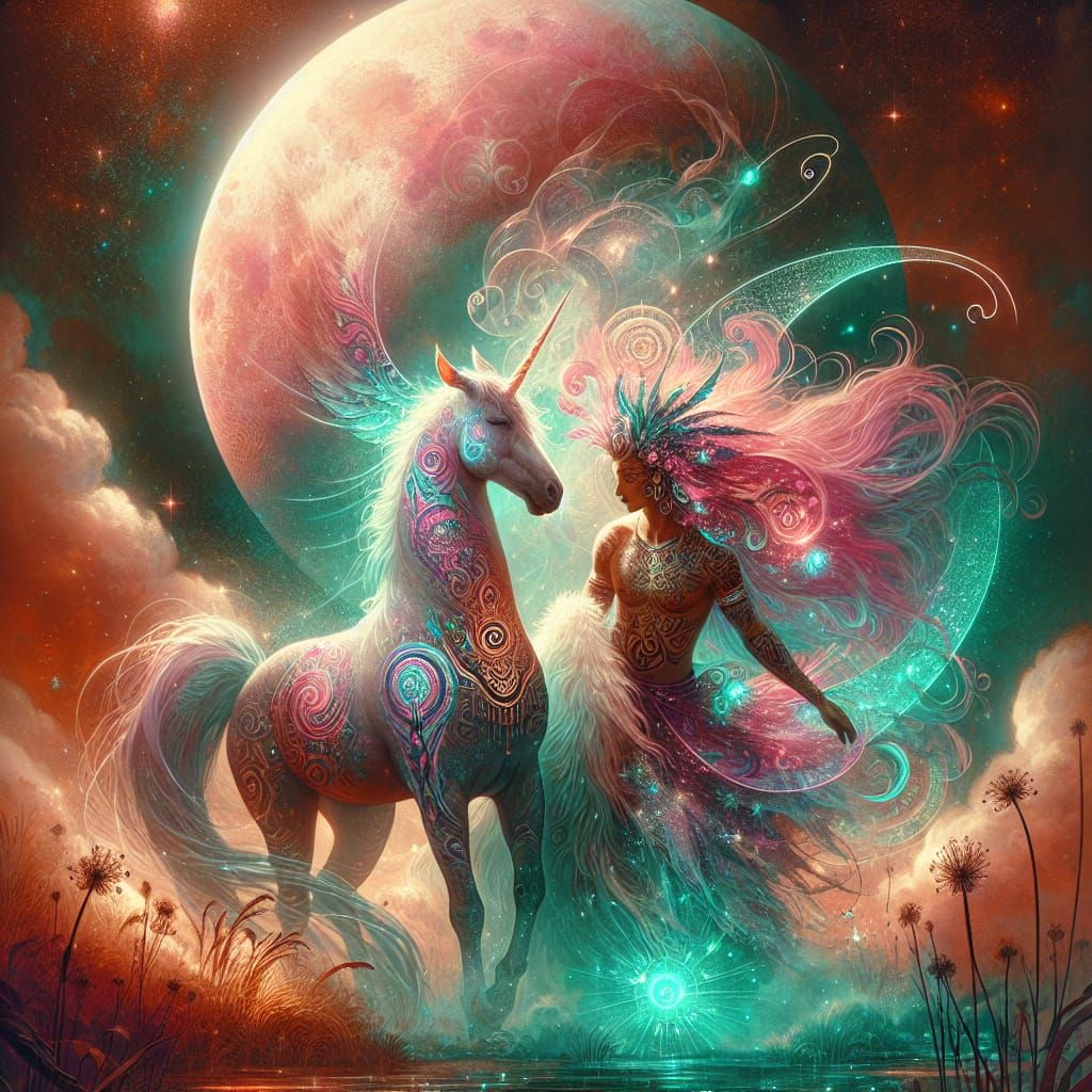 Hispanic and Middle-Eastern Centaurs Under Moonlight