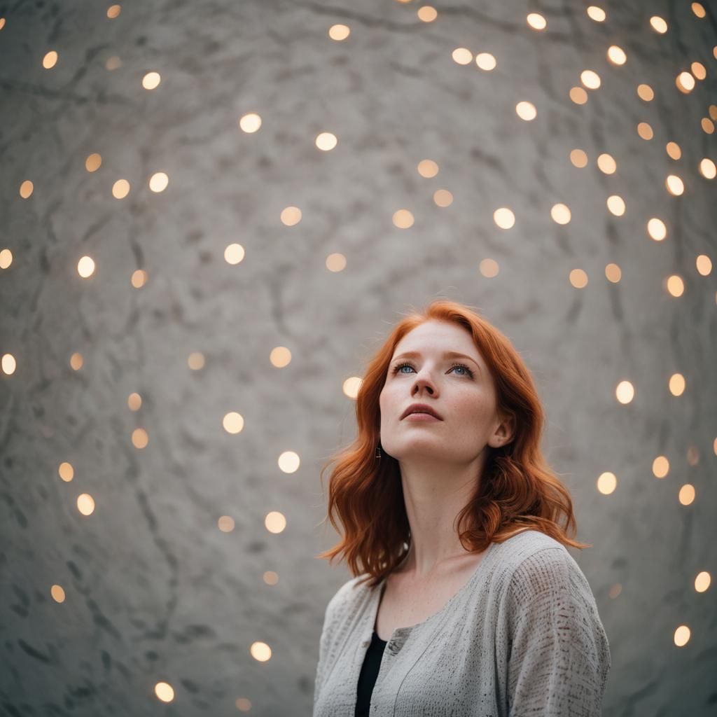 Redhead Woman Gazing Upward: Professional Photography