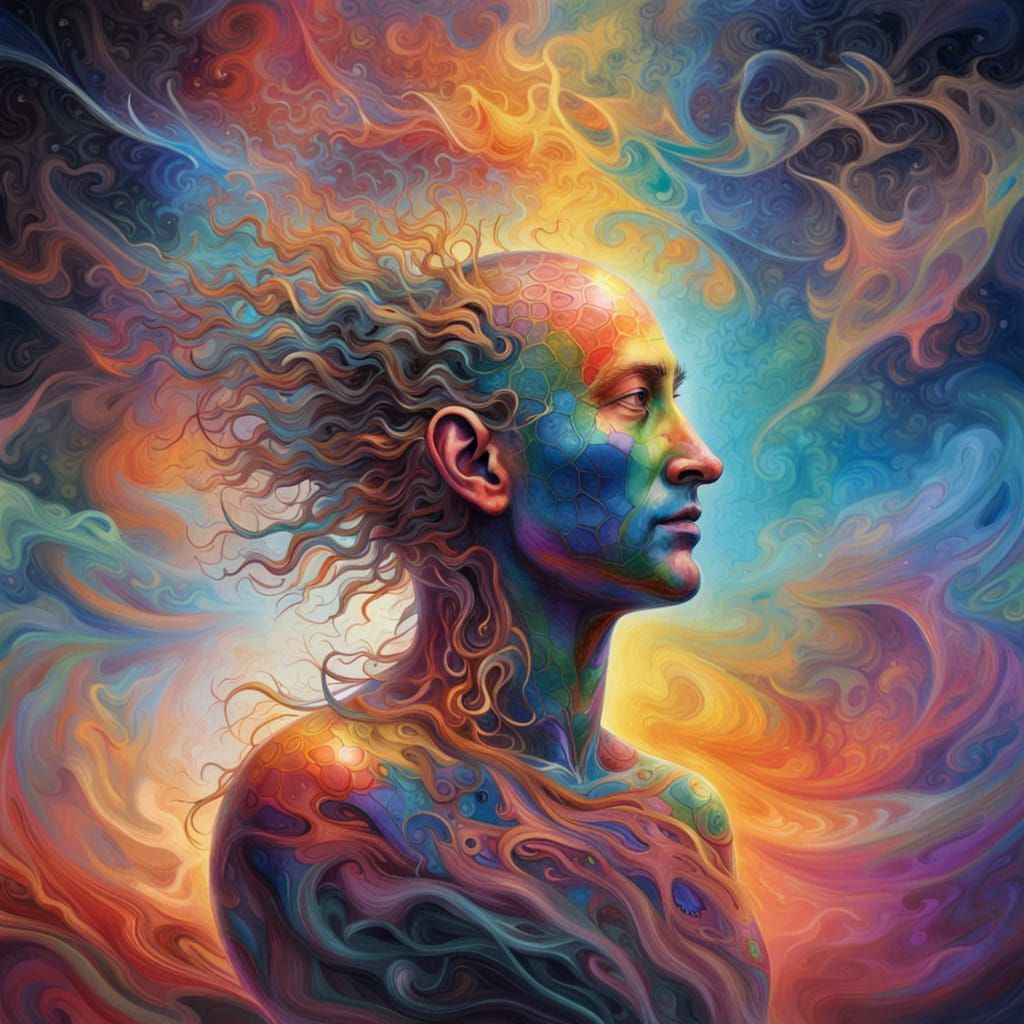 Surreal Cosmic Consciousness Tapestry in Mixed Media