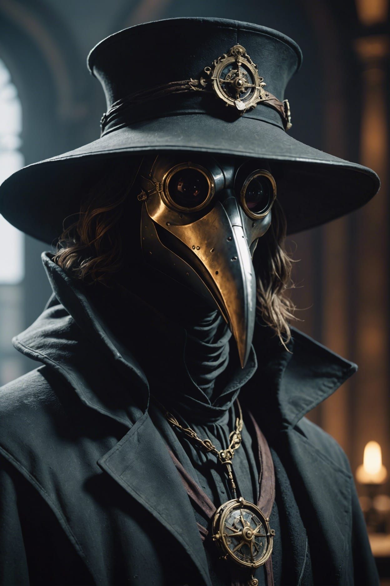 Dramatic Plague Doctor Portrait in Cinematic Lighting