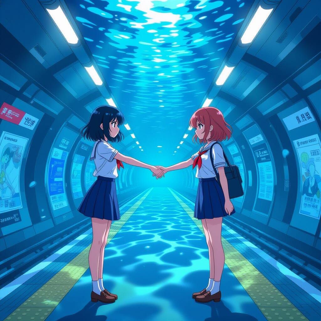 Anime Women in Underwater Tube Stations