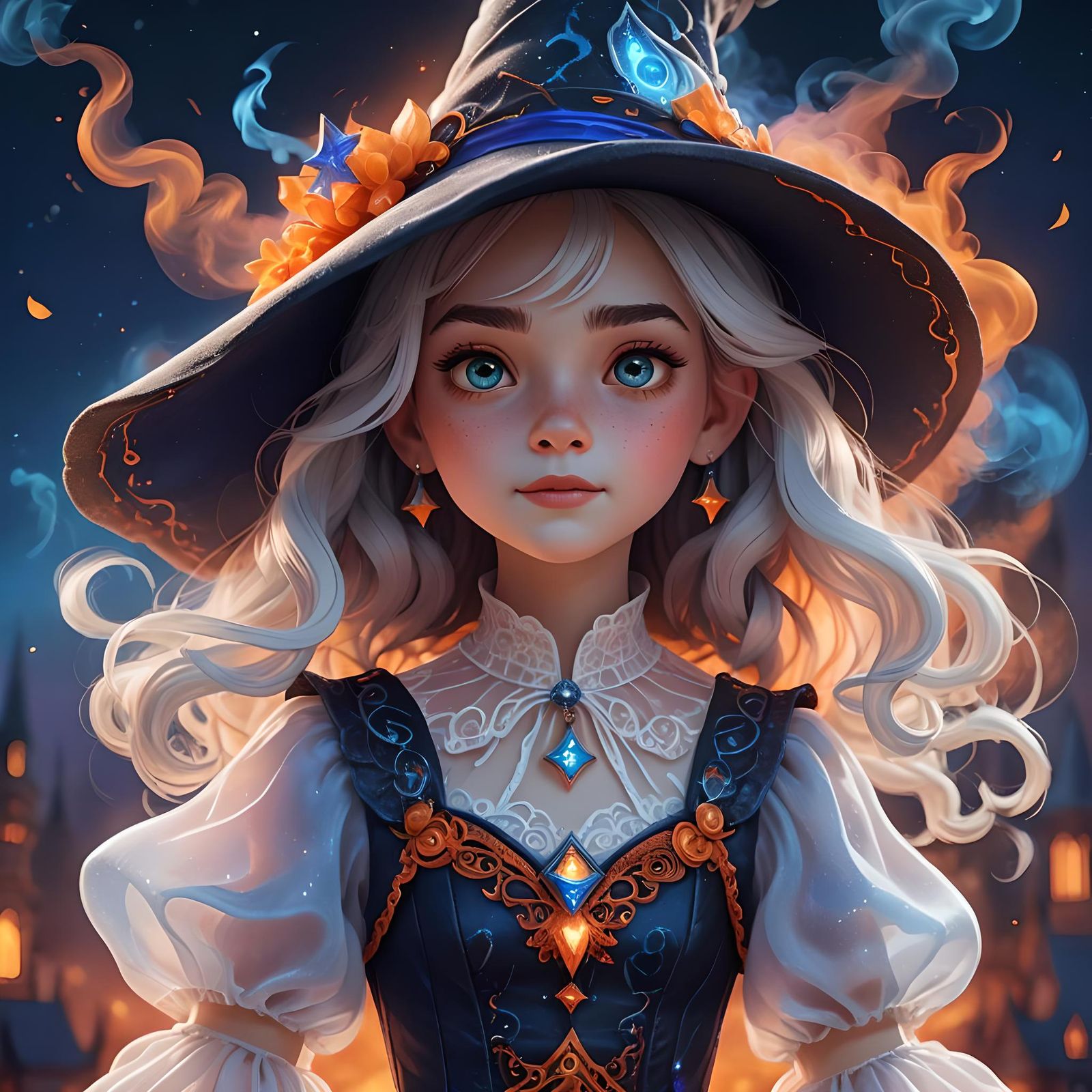 Enchanting Young Witch Portrait in 3D Digital Art