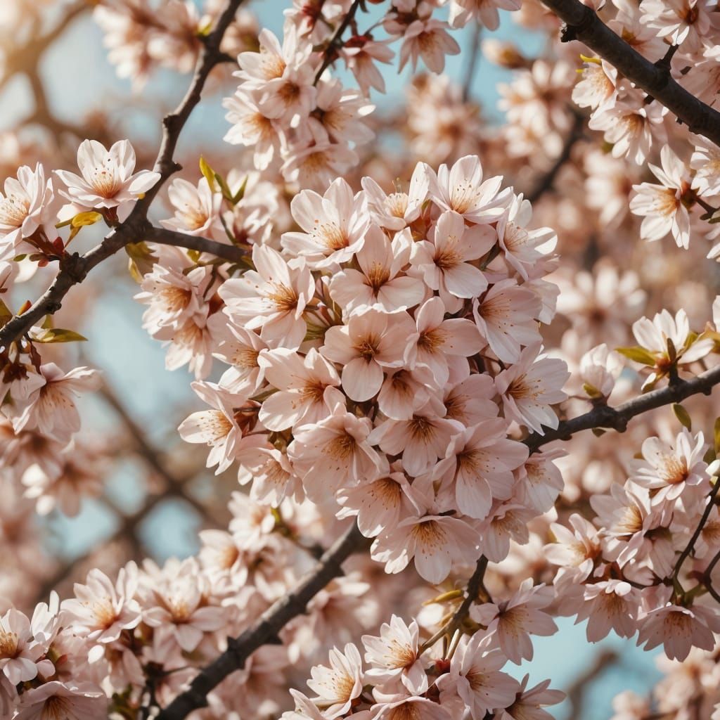 Vibrant Cherry Blossoms in Warm Light