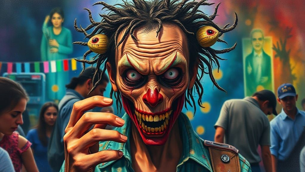 Vibrant Colourful Portrait in Watercolour Style