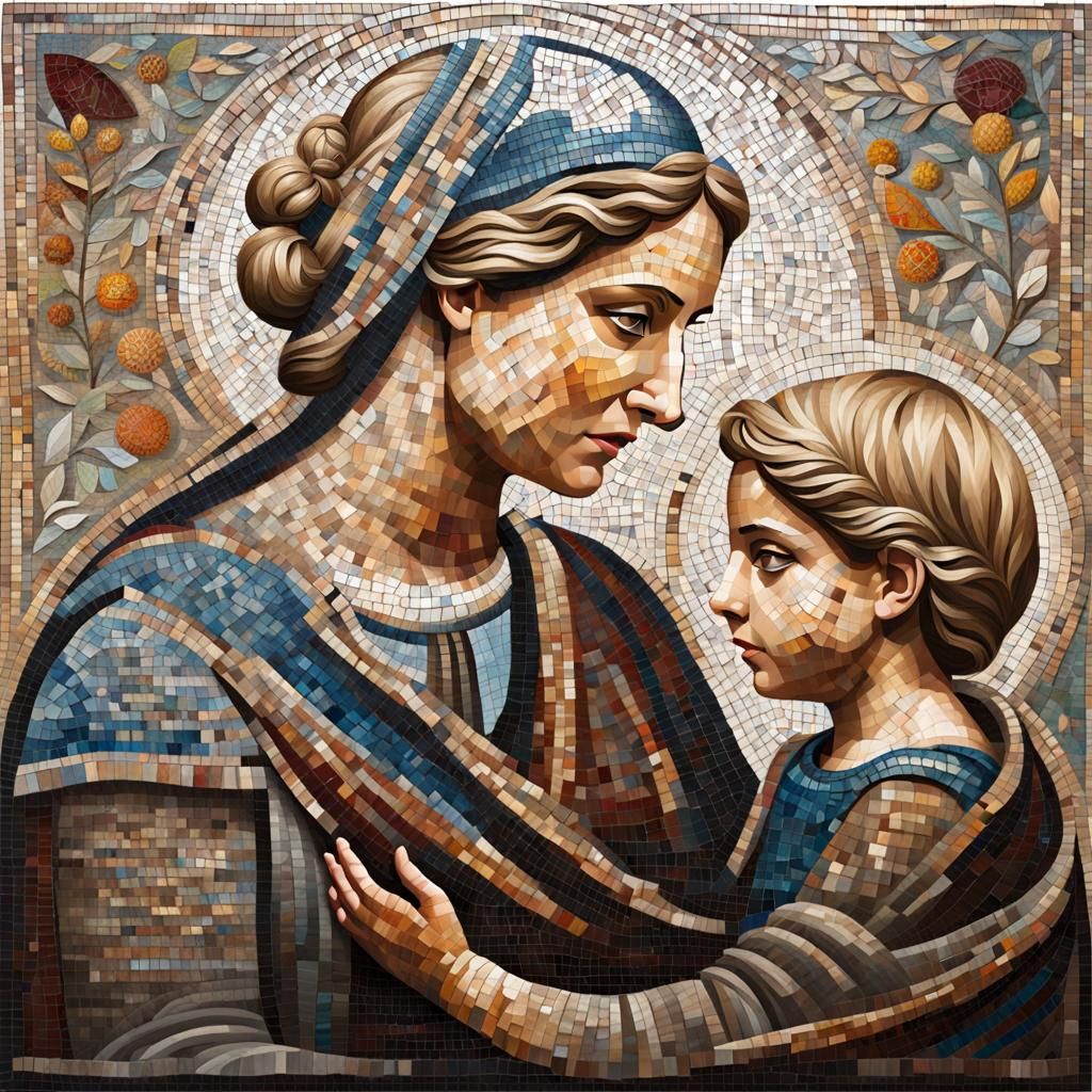 Mother and Child Relationship as Roman Mosaic