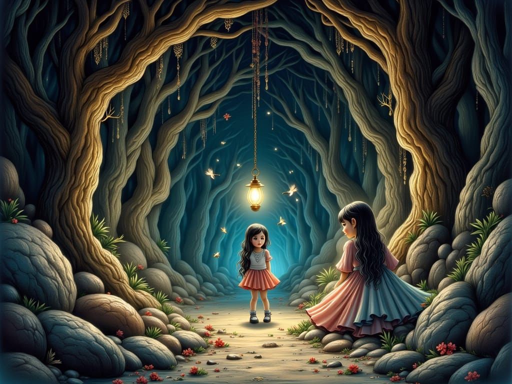 In the darkness of the forest