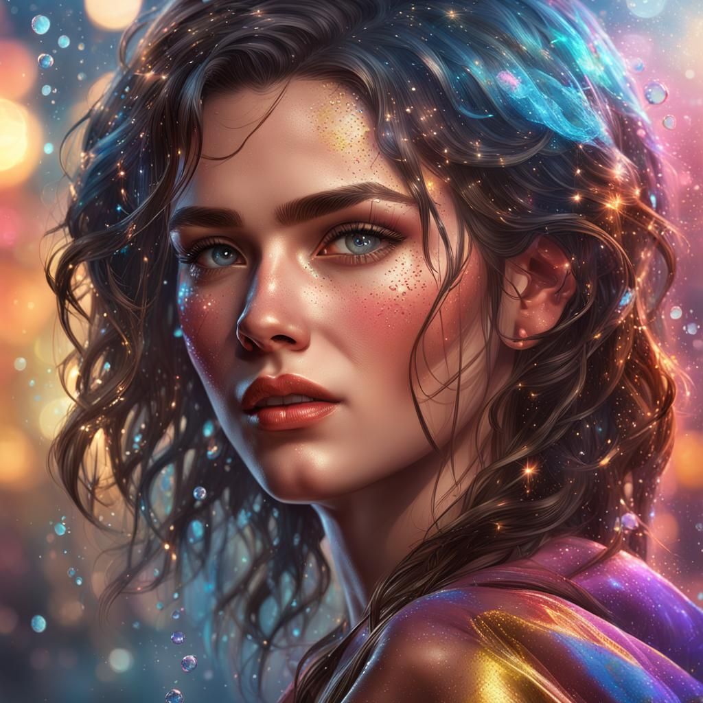 Woman with Sparkling Makeup: Hyperdetailed Portrait