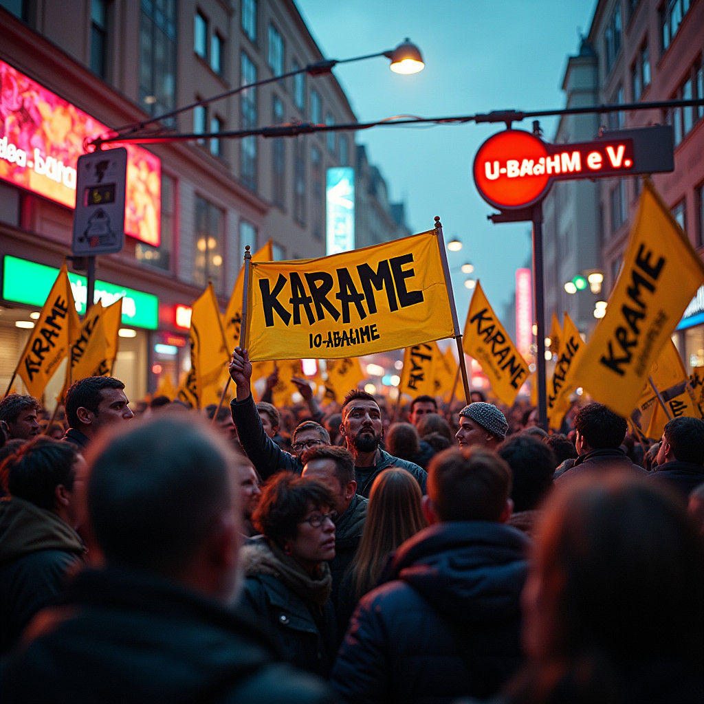 Vibrant Street Protest in Gritty Urban Setting