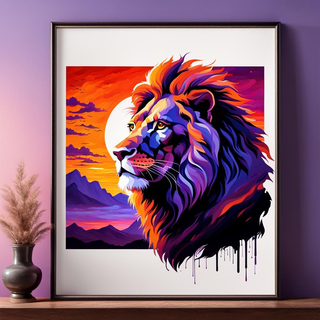 Lion King Logo Silhouette Impressionist Painting