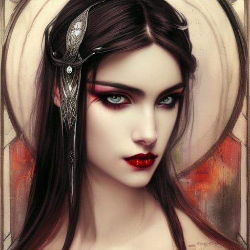 Sinister Madonna Portrait with Silver Hair