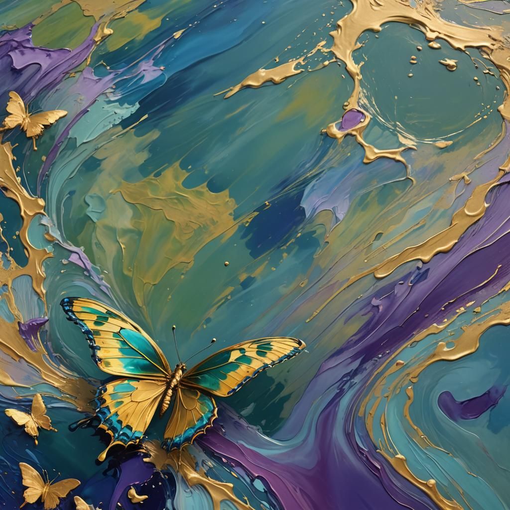 Butterfly Emerges from Ocean: Abstract Expressionism