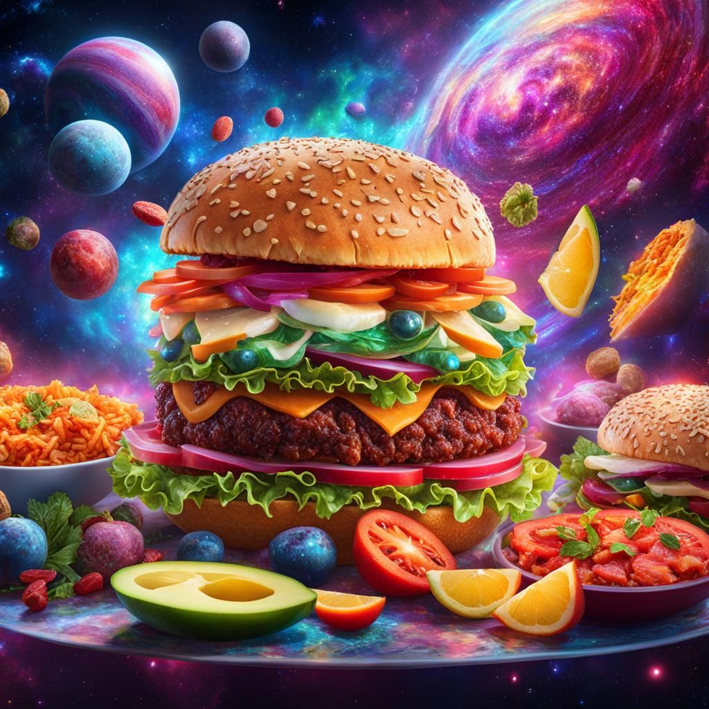 Delicious Food: Holographic Astral Cosmic Illustration