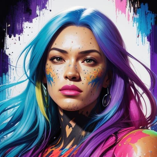 Hyperrealistic Face in Vibrant Colors