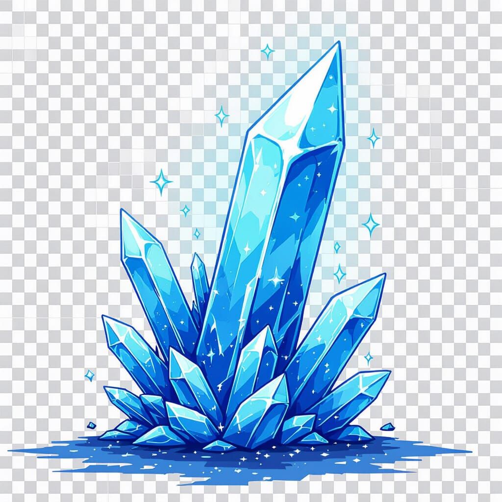 Pixel Art Magical Ice Spike with Crystalline Form