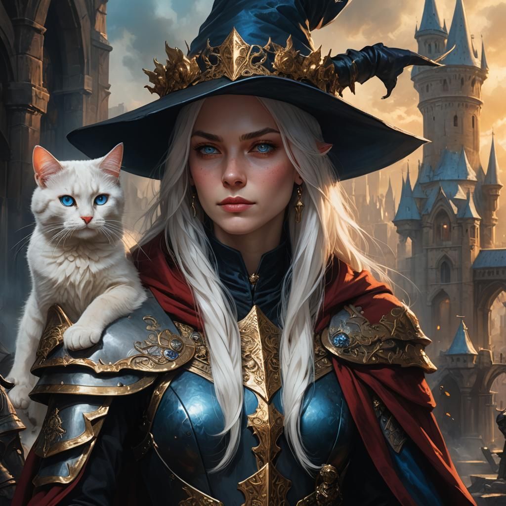 Armored Witch Portrait in High-Fantasy Style