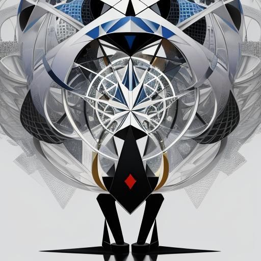 Abstract Cubism Geometric Artwork in Vibrant Colors