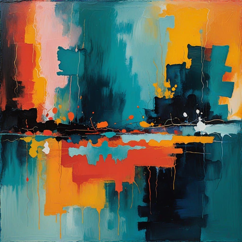 Vibrant Underwater Abstract Expressionism Painting