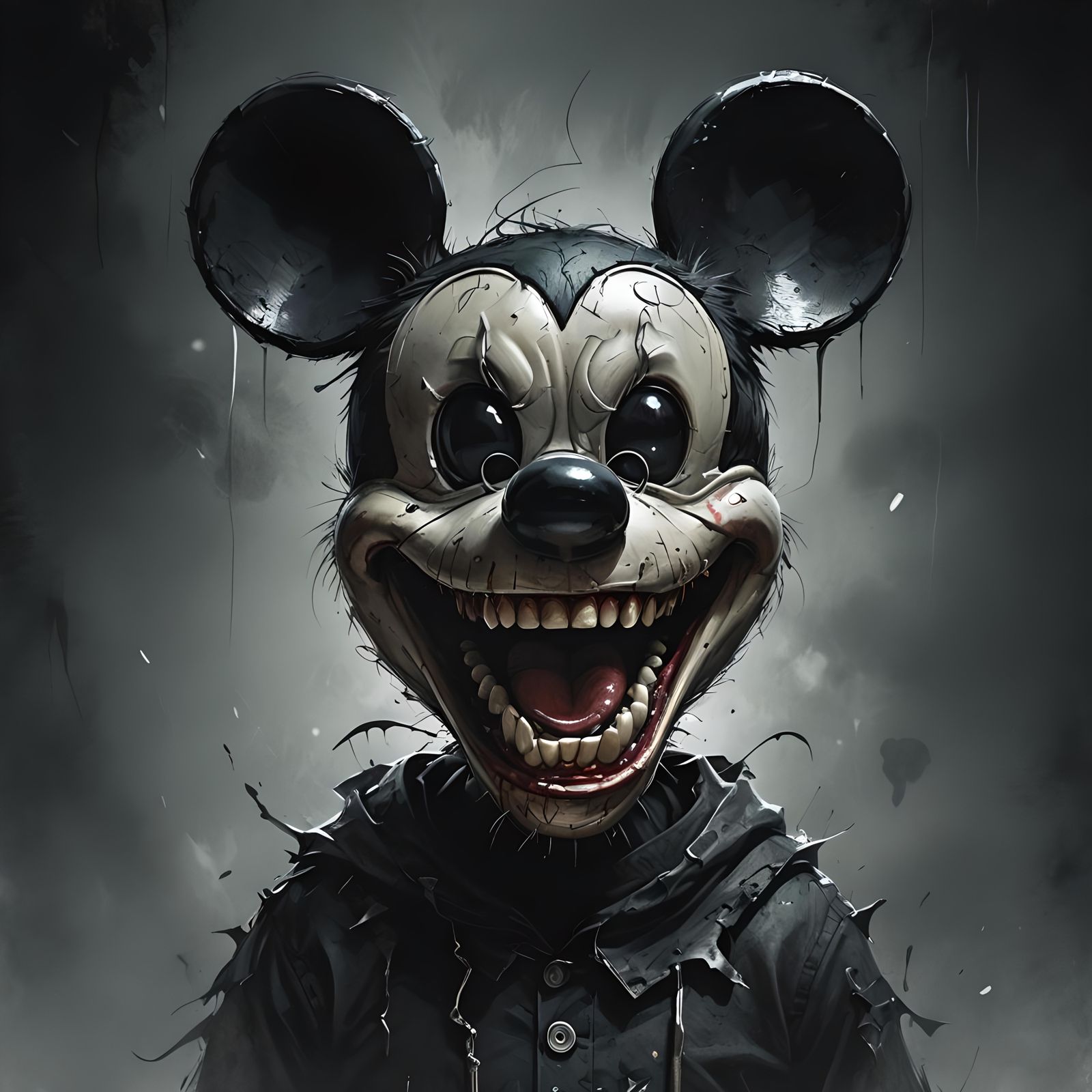 Scary Mickey Mouse Portrait in Photographic Style
