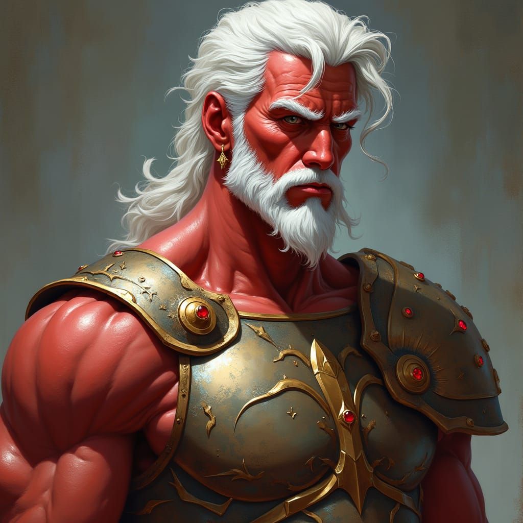 Muscular Man with Glowing Skin in Fantasy Armor