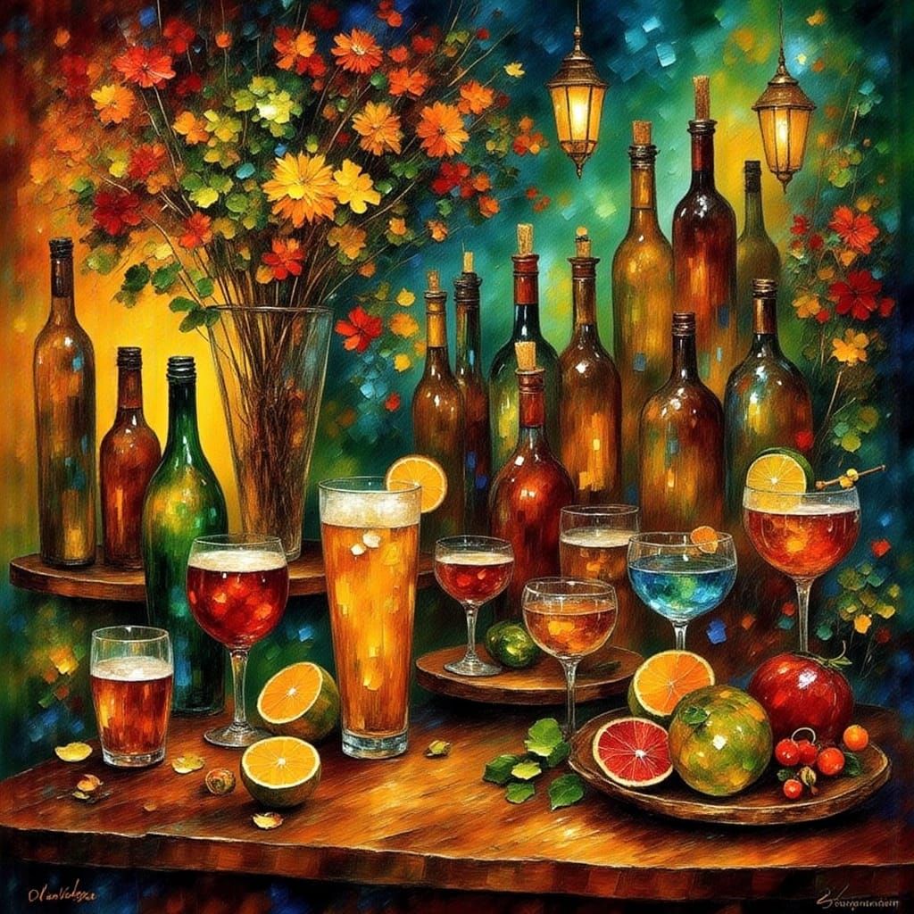 Beer Wine Cocktails with Diamond Refraction