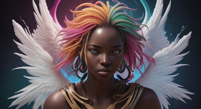 Hyperrealistic African Angel in Splash Art Style