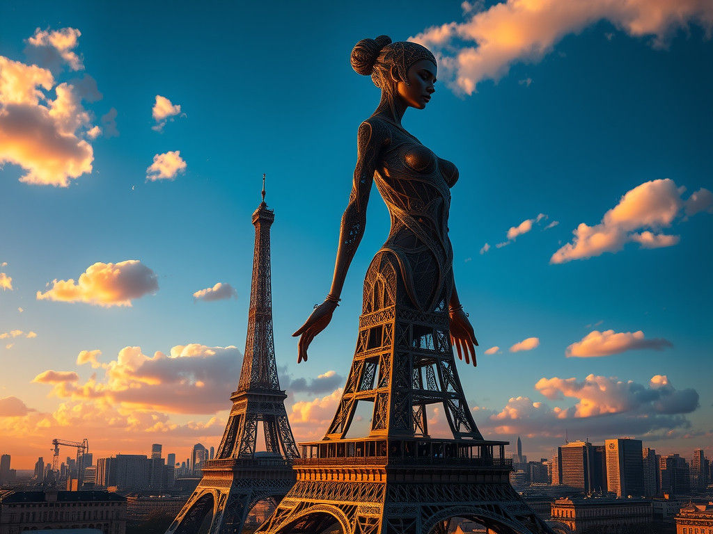 Eiffel Tower Woman: Gothic Art Nouveau Fantasy