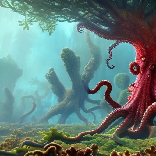 Octopus-Tree Hybrid in Flower-Coral Forest