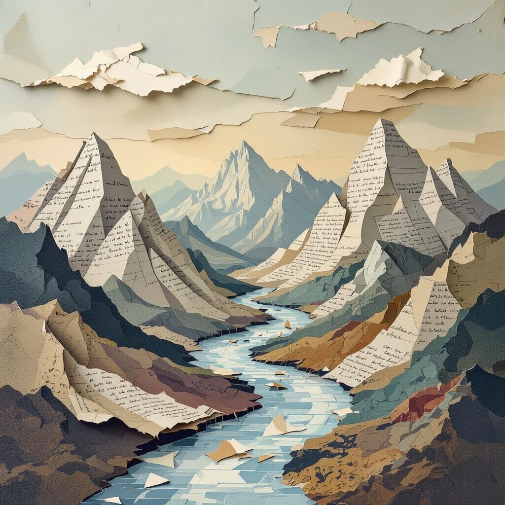 Surreal Paper Mountains Reveal Hidden Text