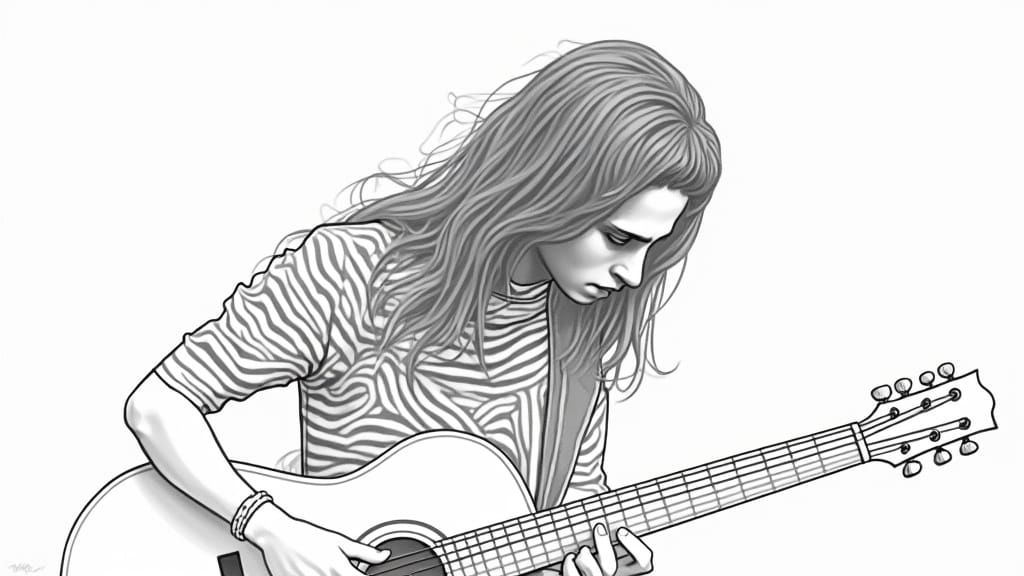 Op Art 1970s Virtuoso E-Guitar Player