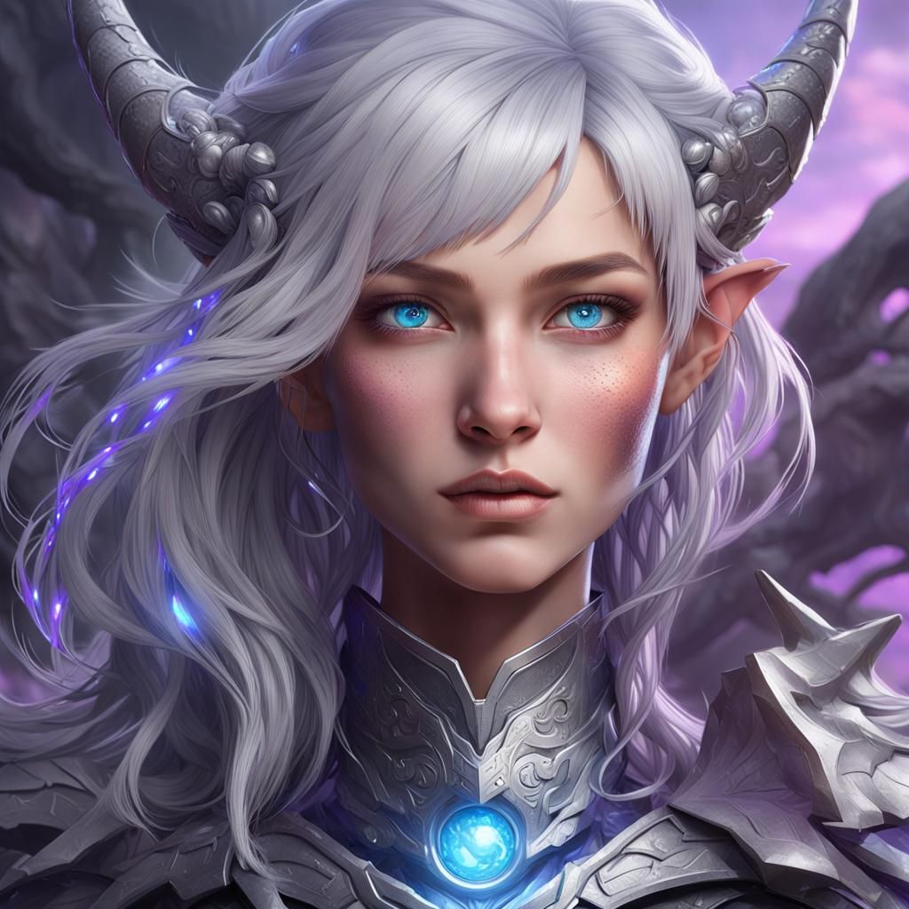 Dragon Girl Portrait in Hyperdetailed Art Style