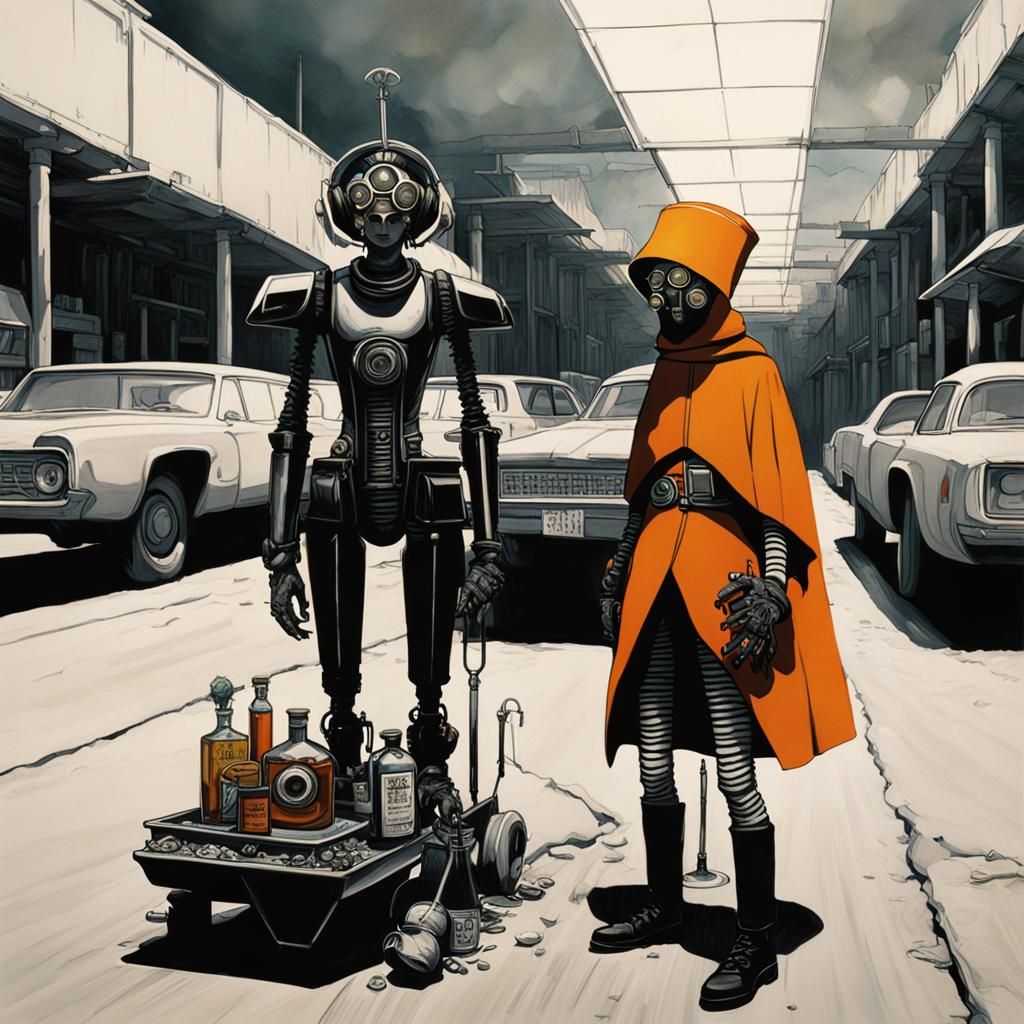 The Flintstones Reimagined in Retrofuturist Biopunk Style