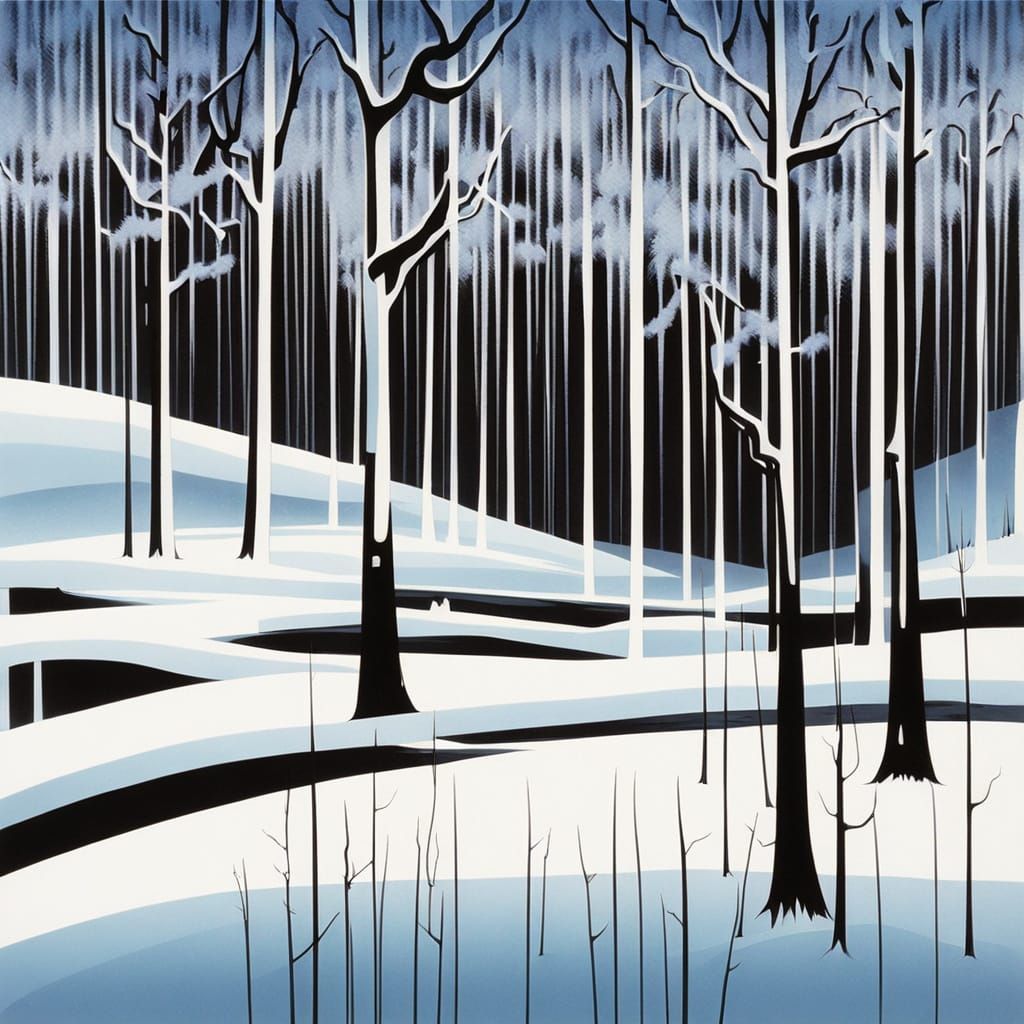 Nordic Minimalist Yuki-Onna in Frozen Forest