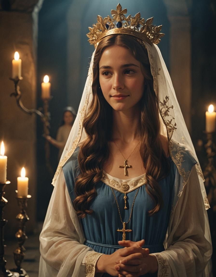 Virgin Mary Portrait in Rembrandt Style