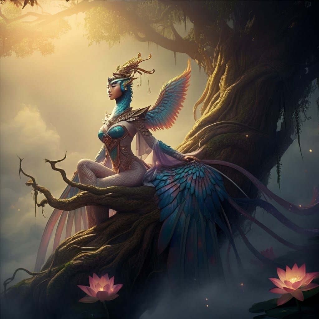 A kinnari from Thai mythology.