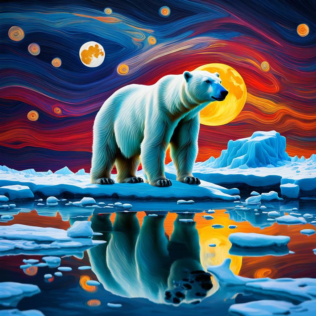 Abstract Polar Bear on Melting Ice Photograph
