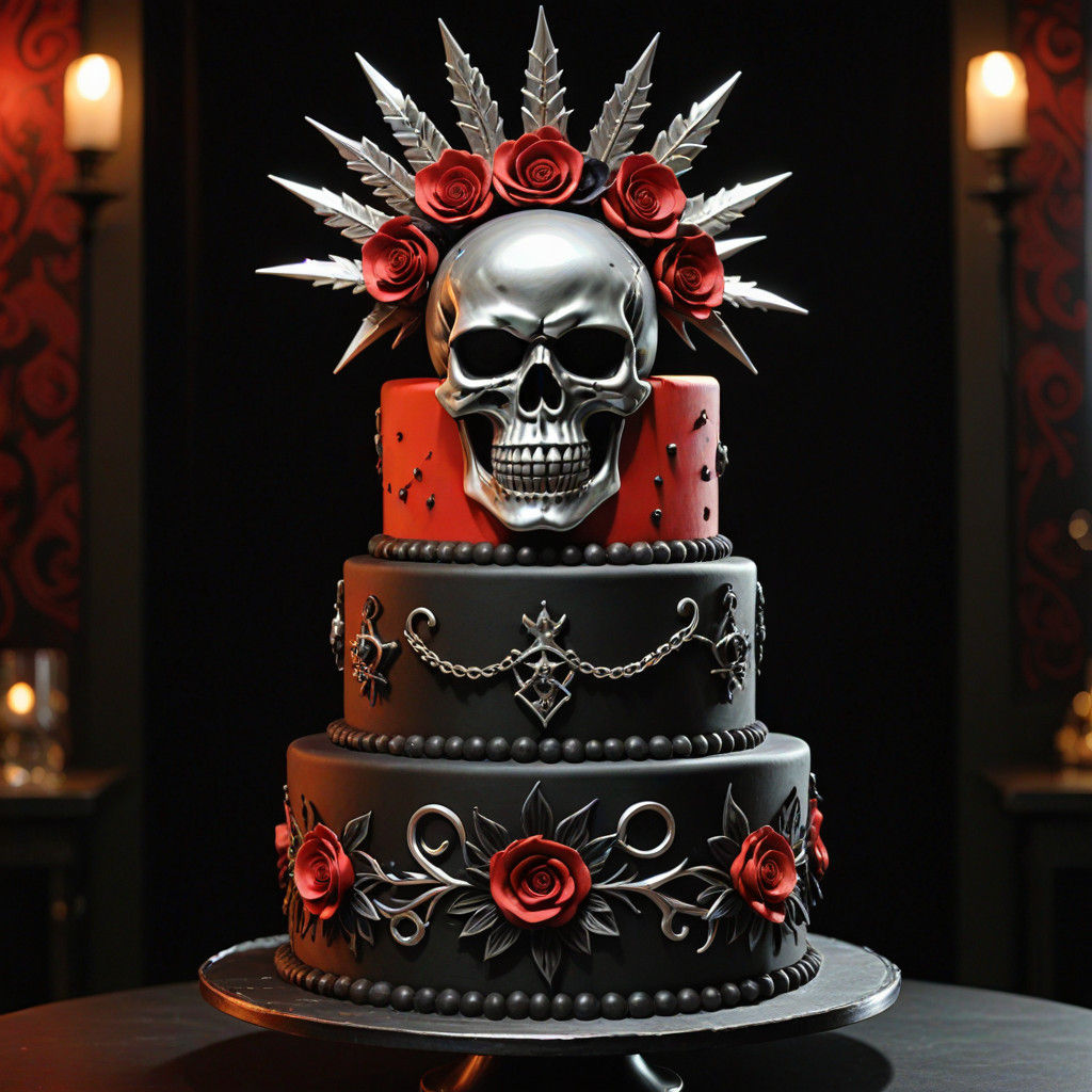 Heavy Metal Cake in Edgy, Metallic Style