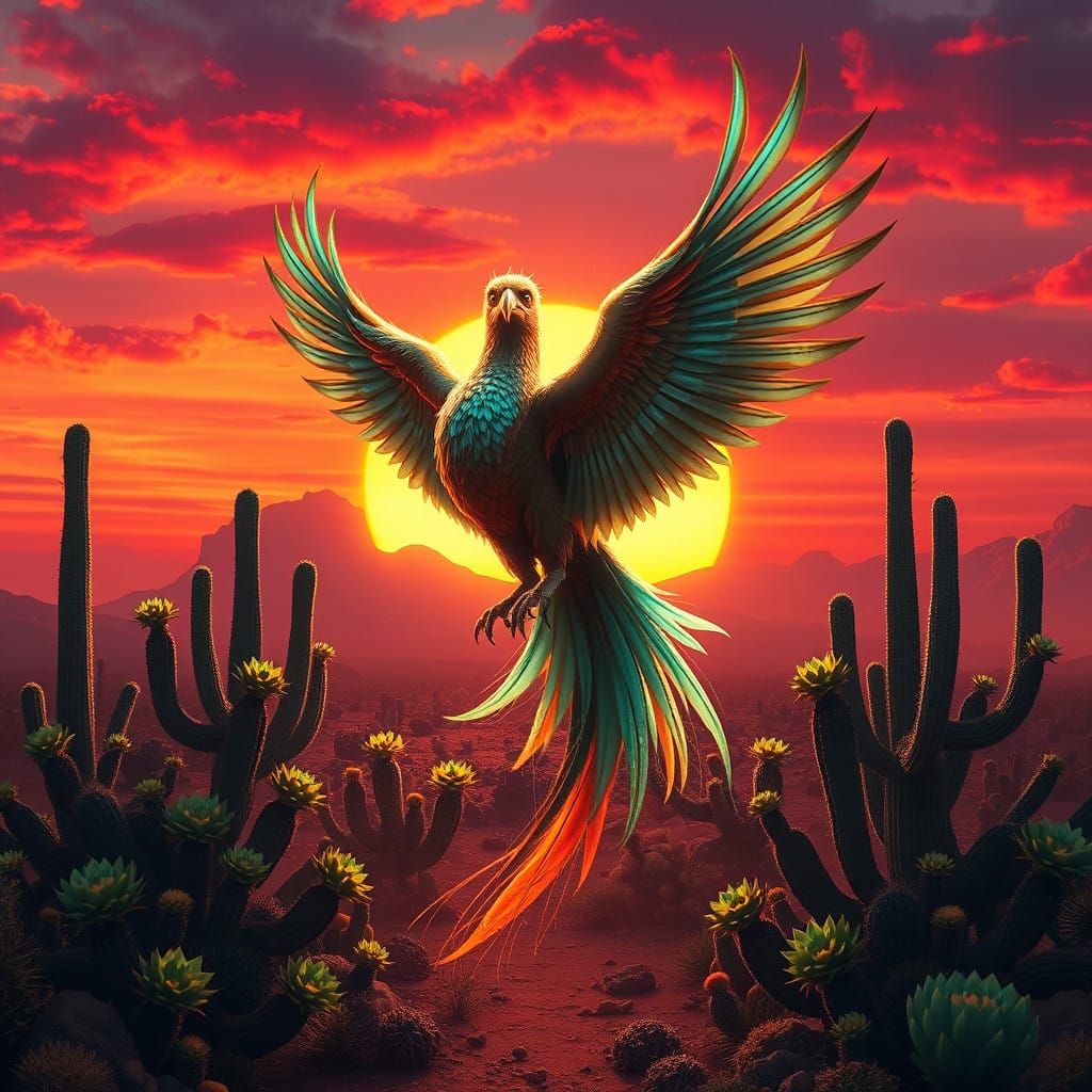 Western Phoenix Rises from the Ashes in a Vibrant Cactus Gar...