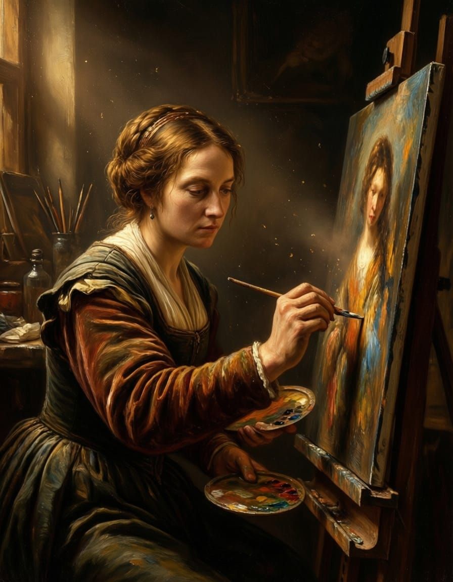 Artimesa Gentileschi paints