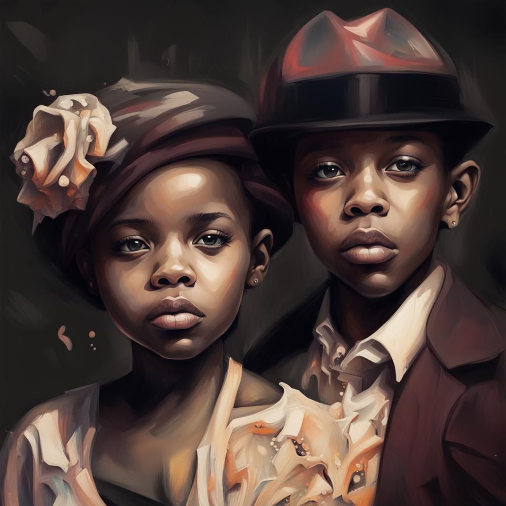 Young Black Couple in Colorful Graffiti Art