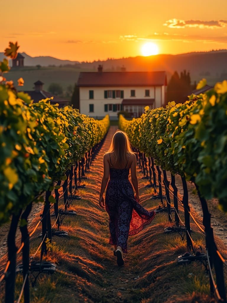 Italian Vineyard Sunset: Abstract Art in Complementary Color...