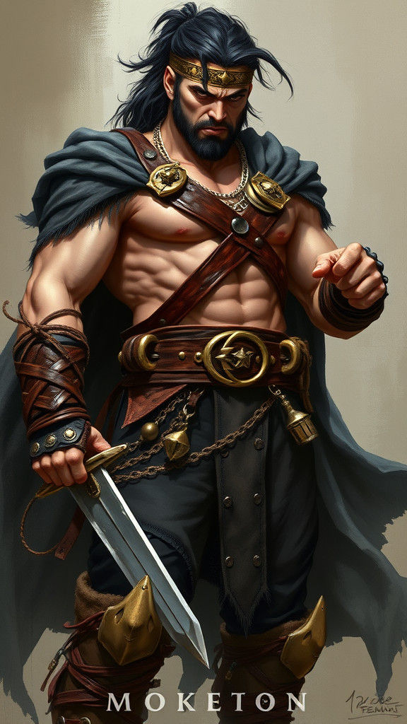 Towering Fantasy Warrior in Dark Fantasy Style