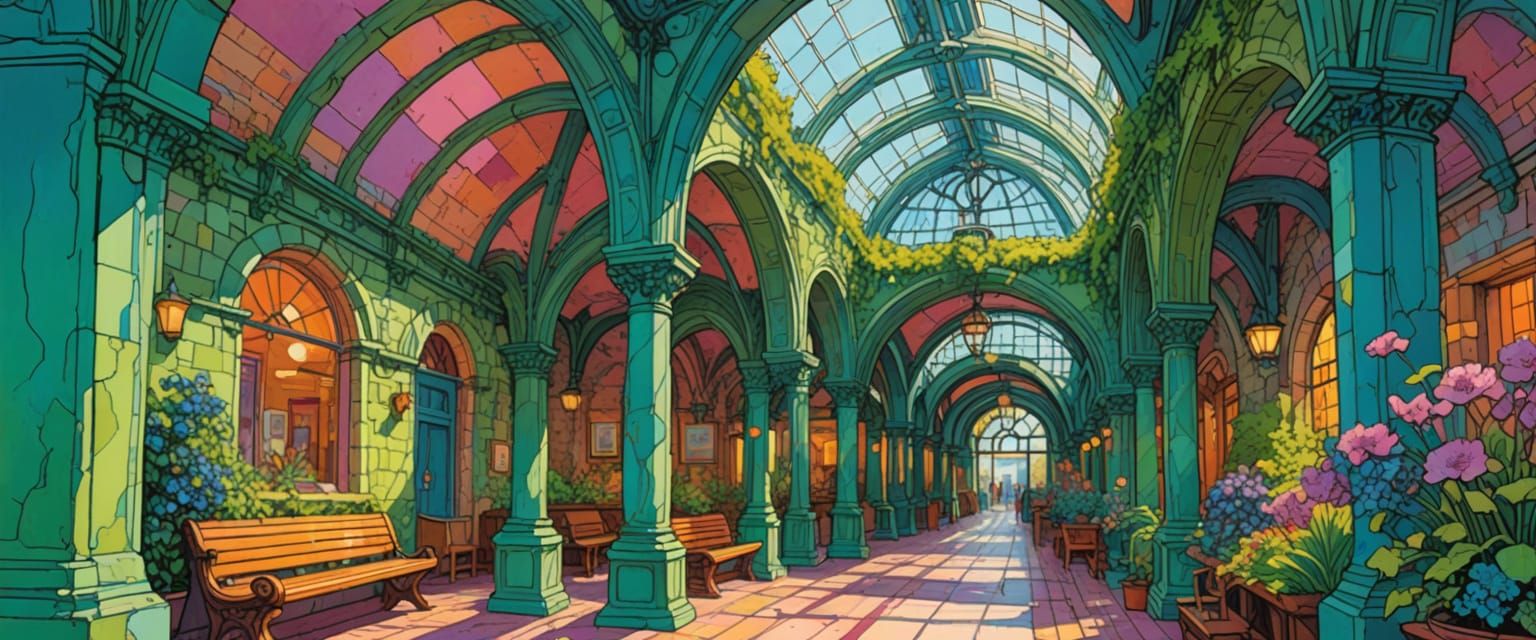 Futuristic Underground City in Comic Book Style