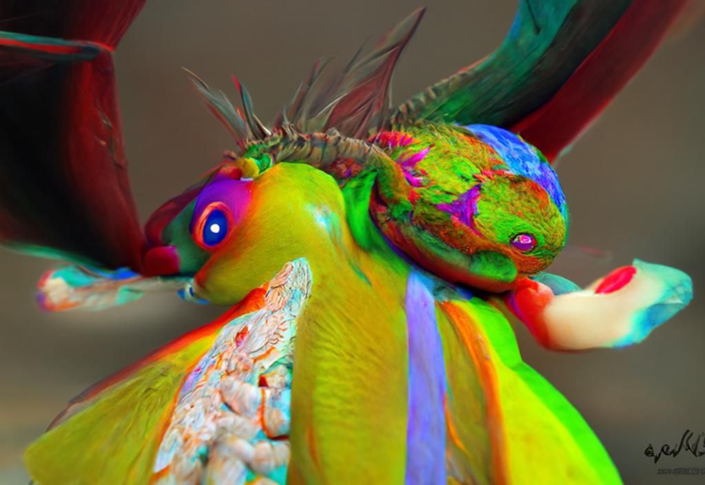 Friendly Dragon Baby in Anaglyph Photo