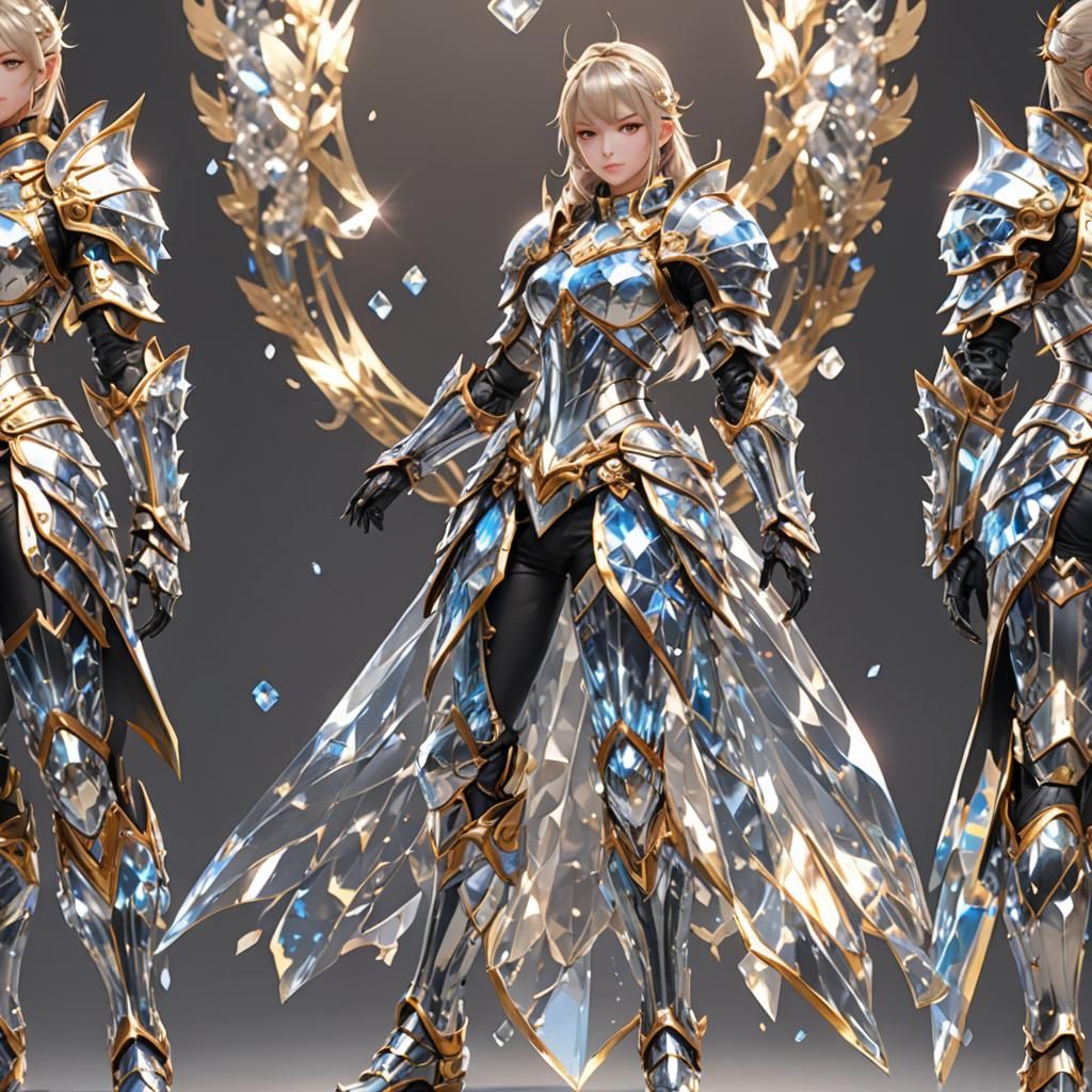 Crystal Armor: Detailed 3D Anime Art