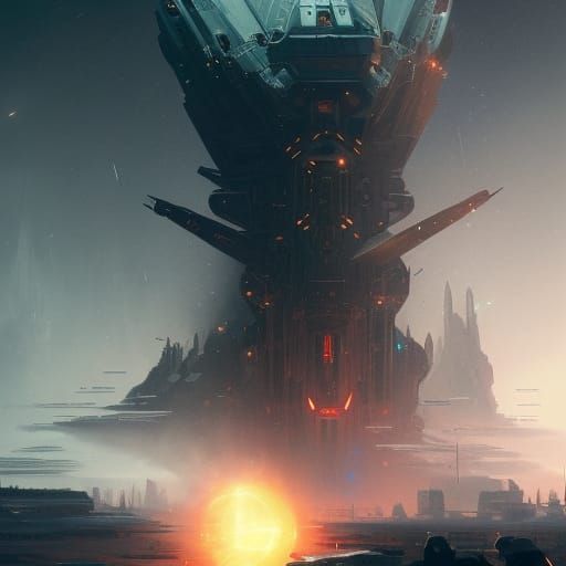 Epic Space War Scene in Dark Fantasy Style