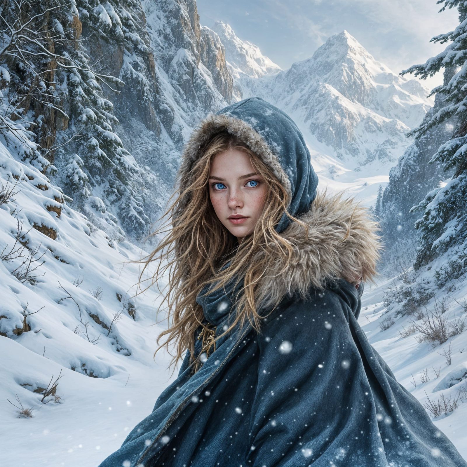 Beautiful Adventuress Walks Through Winter Wonderland in Pas...