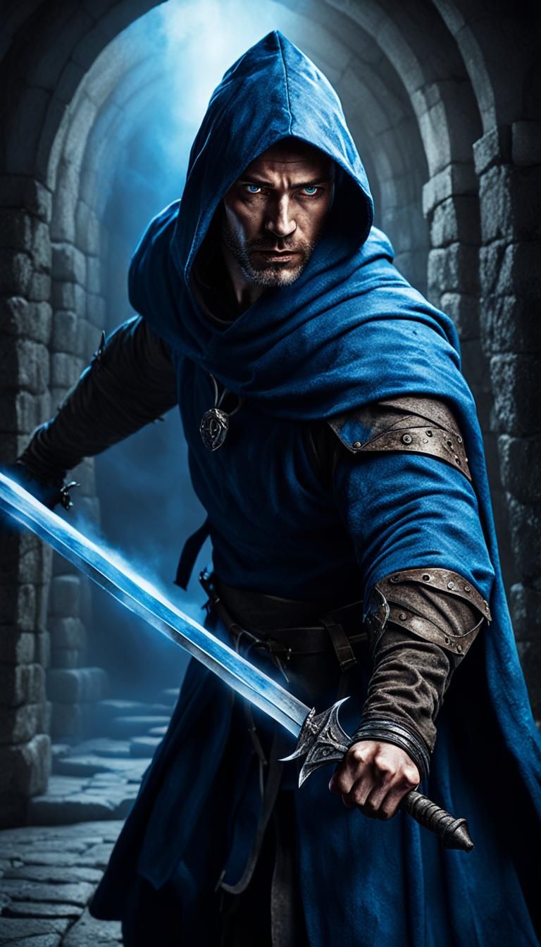 Fighter Sorcerer in Dark Fantasy Dungeon