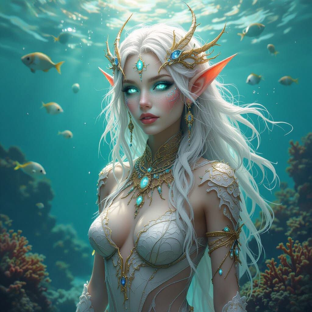 Intricate Sea Elf Spirit-Talker Concept Art