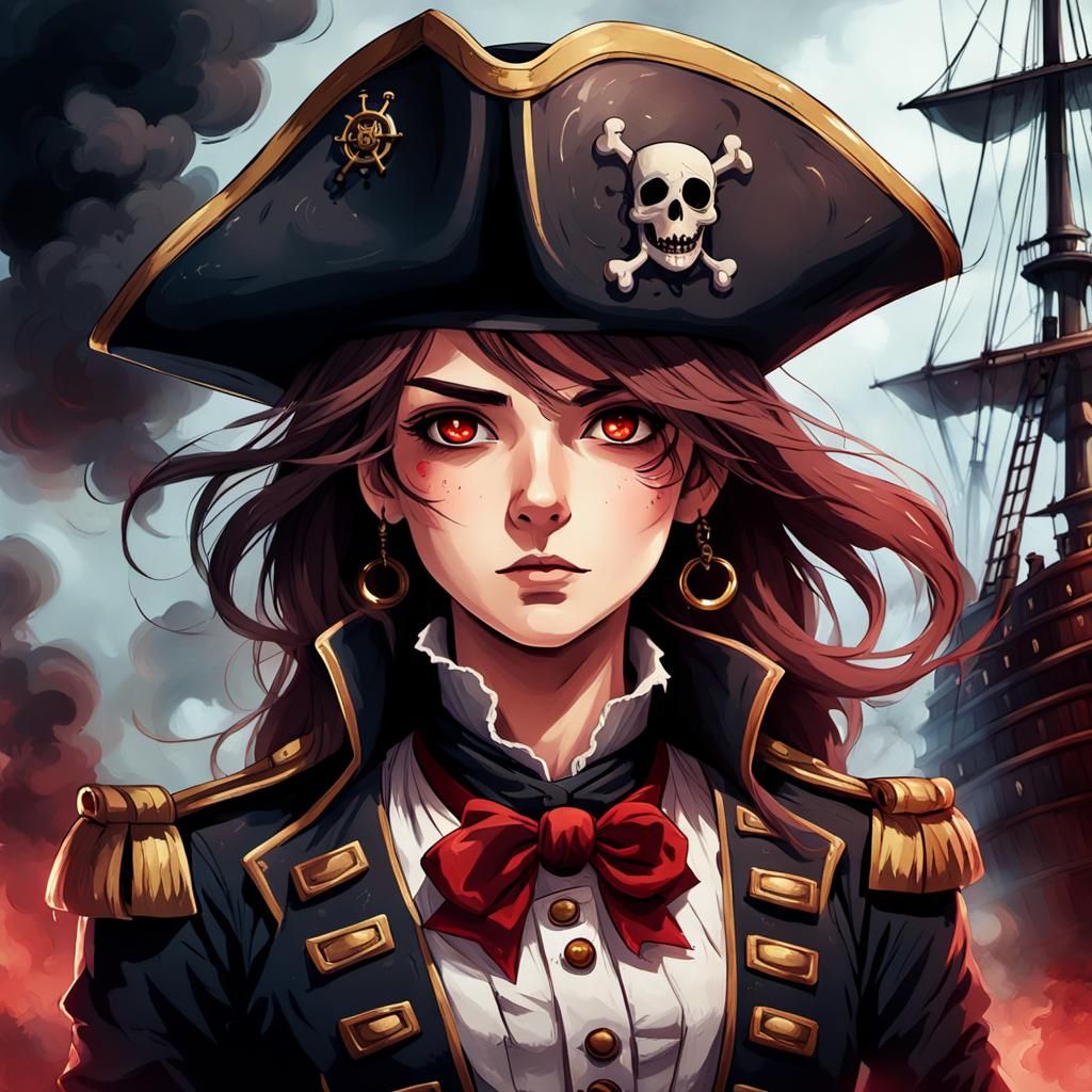 Anime Pirate Captain Portrait in Dramatic Lighting